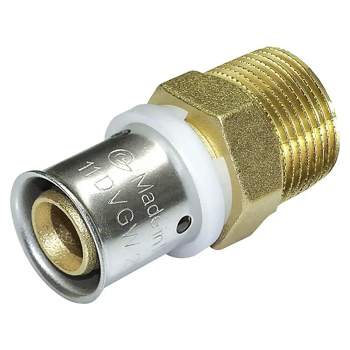 Press-Übergangsnippel - Durchmesser: 16 mm, Außengewinde: ½″