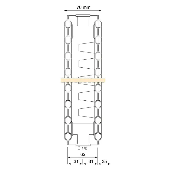 Universal-Austauschheizkörper - B x H: 110 x 55 cm, 4-fach, Typ: EKE-21, 1.387 W - Detailaufnahme
