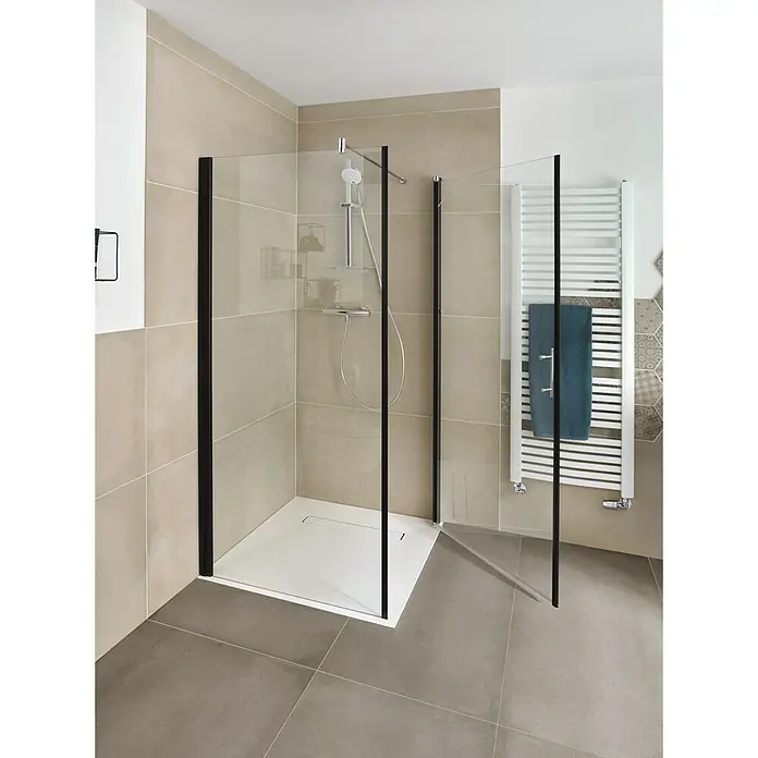 Camargue Vario Tuš stijena B 5 - 75 x 195 cm, Premazano, Debljina: 6 mm, Crne boje