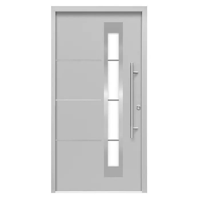 Splendoor Haustür Thermodoor SP40G - 110 x 210 cm, DIN Anschlag: Links, Grau - Vorderansicht
