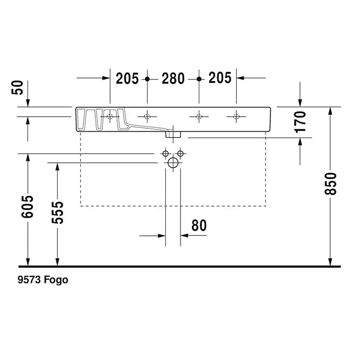 Duravit Vero Waschtisch - 105 x 49 cm, Mit schmutzabweisender Glasur, Hahnloch: Mitte, Mit Überlauf, Weiß, Ungeschliffen
