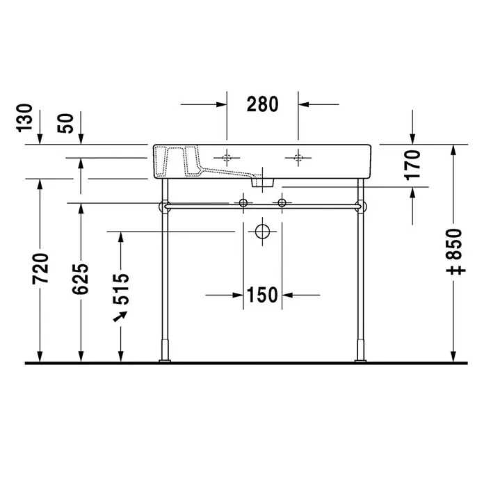 Duravit Vero Waschtisch - 85 x 49 cm, Mit schmutzabweisender Glasur, Hahnloch: Mitte, Mit Überlauf, Weiß, Ungeschliffen