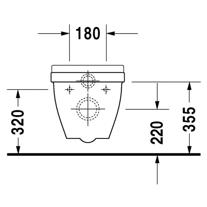 Duravit Starck 3 Wand-WC Typ 3 - Mit Spülrand, Mit schmutzabweisender Glasur, Spülform: Tief, WC Abgang: Waagerecht, Weiß