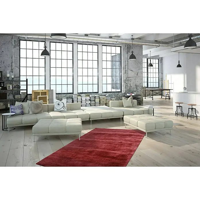Kayoom Kurzflorteppich Luxury - Violett, 290 x 200 cm, 100 % Viskose - Stimmungsaufnahme
