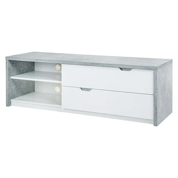 Phönix Bruno Lowboard - L x B x H: 40 x 130 x 42,8 cm, Grau/Weiß - Linke Seitenansicht