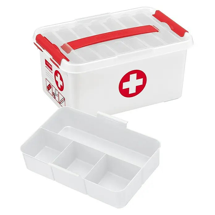 Sunware Erste-Hilfe-Box Q-Line - L x B x H: 30 x 20 x 14 cm, Kunststoff - Linke Seitenansicht