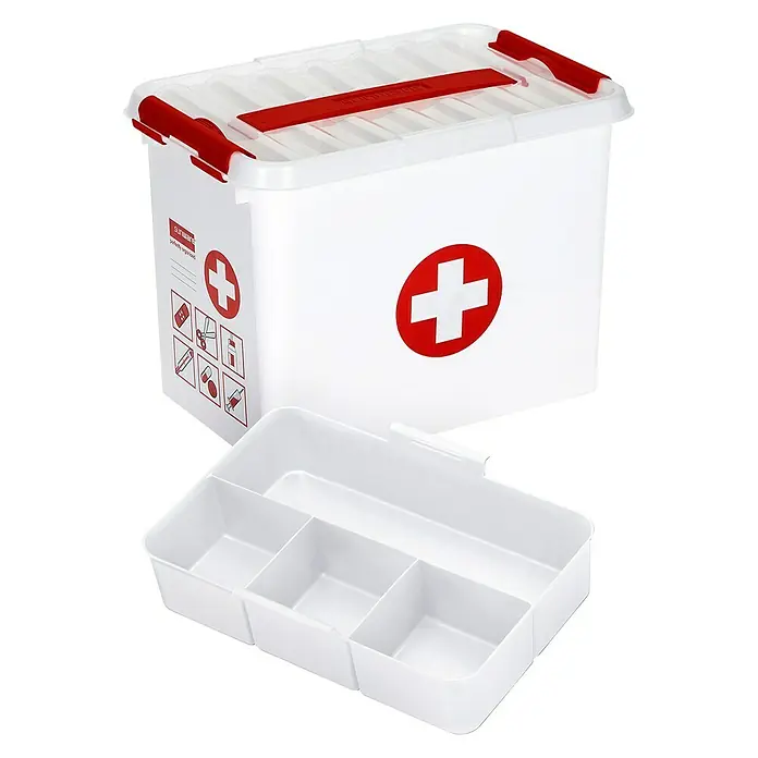 Sunware Erste-Hilfe-Box Q-Line - L x B x H: 30 x 20 x 22 cm, Kunststoff - Linke Seitenansicht