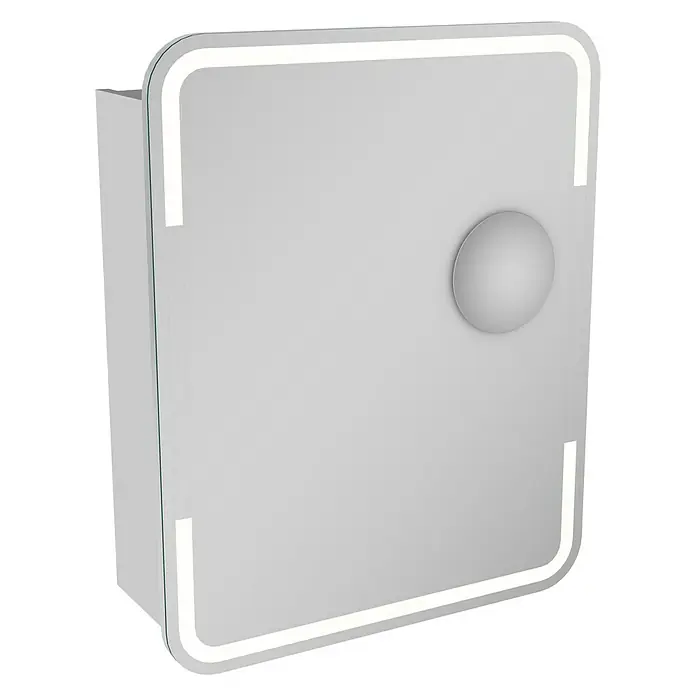 Camargue Stella LED-Spiegelschrank - B x H: 60 x 73,7 cm, Anschlag: Rechts, Mit abgerundeten Kanten, Spanplatte, Weiß - Linke Seitenansicht