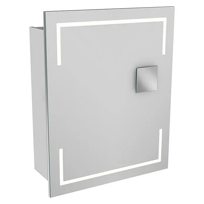 Camargue Stella LED-Spiegelschrank - B x H: 60 x 73,7 cm, Anschlag: Rechts, Mit eckigen Kanten, Spanplatte, Weiß - Linke Seitenansicht