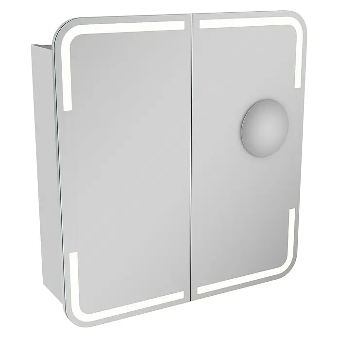 Camargue Stella LED-Spiegelschrank - B x H: 70 x 73,7 cm, Mit Beleuchtung, Mit abgerundeten Kanten, Spanplatte, Weiß - Linke Seitenansicht