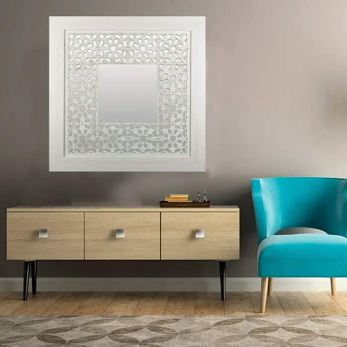 Espejo Vector serie 9010 - 110 x 110 cm, Blanco