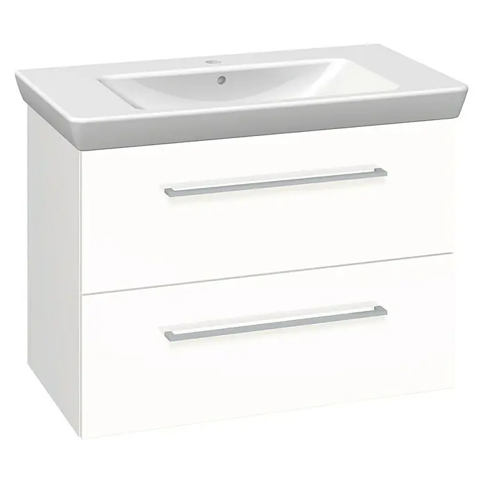 Scanbad Multo+ Waschtisch mit Unterschrank Lotto - Breite: 85 cm, Weiß, Hochglanz