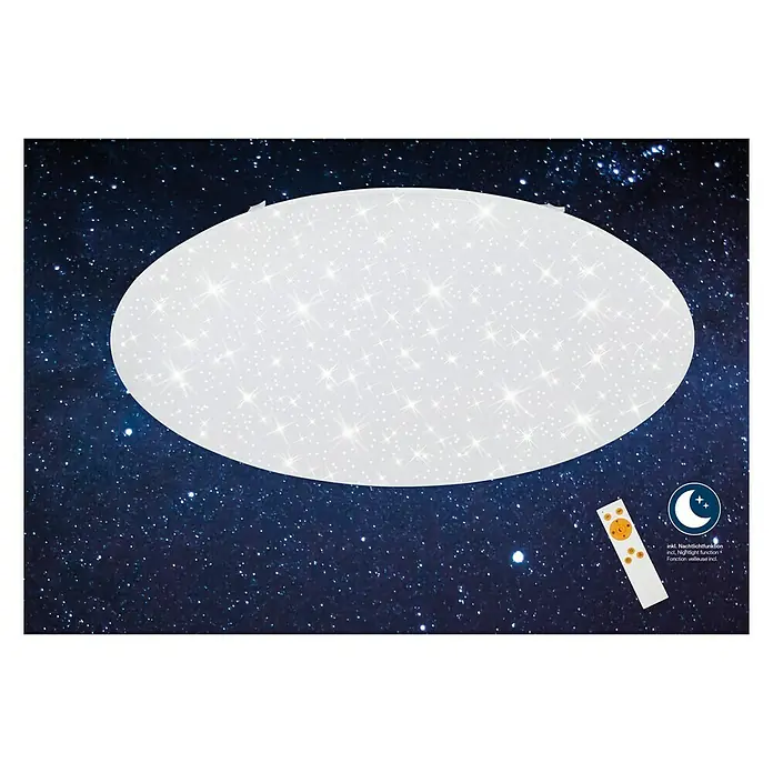Briloner LED-Deckenleuchte rund Sterne - 40 W, Ø x H: 495 mm x 9,6 cm, Weiß, Warmweiß