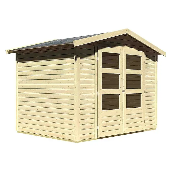 Karibu Gartenhaus Amberg - L x B: 246 x 186 cm, Wandstärke: 19 mm, Satteldach - Rechte Seitenansicht