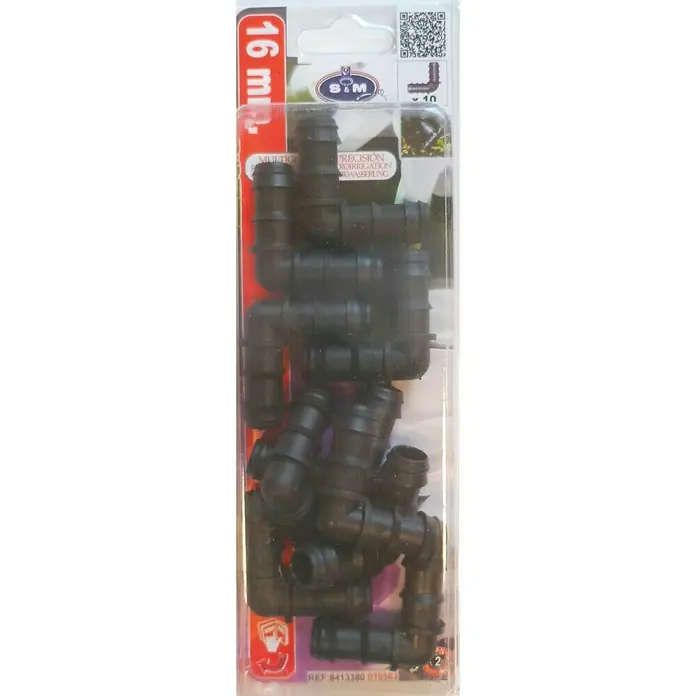 Codo goteo - Diámetro: 16 mm, 10 ud., Plástico