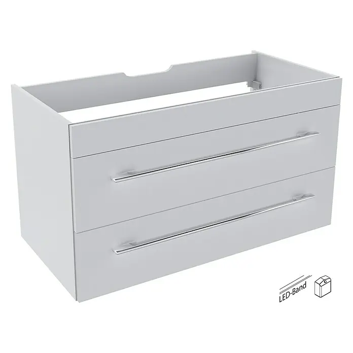 Camargue Stella Waschtischunterschrank - 99,4 x 48,8 x 55 cm, 2 Schubkästen, Mit Beleuchtung, Weiß - Linke Seitenansicht