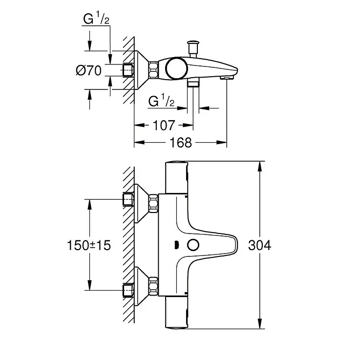 Grohe Grifo termostático de bañera Precision Start - Cromo, Brillante