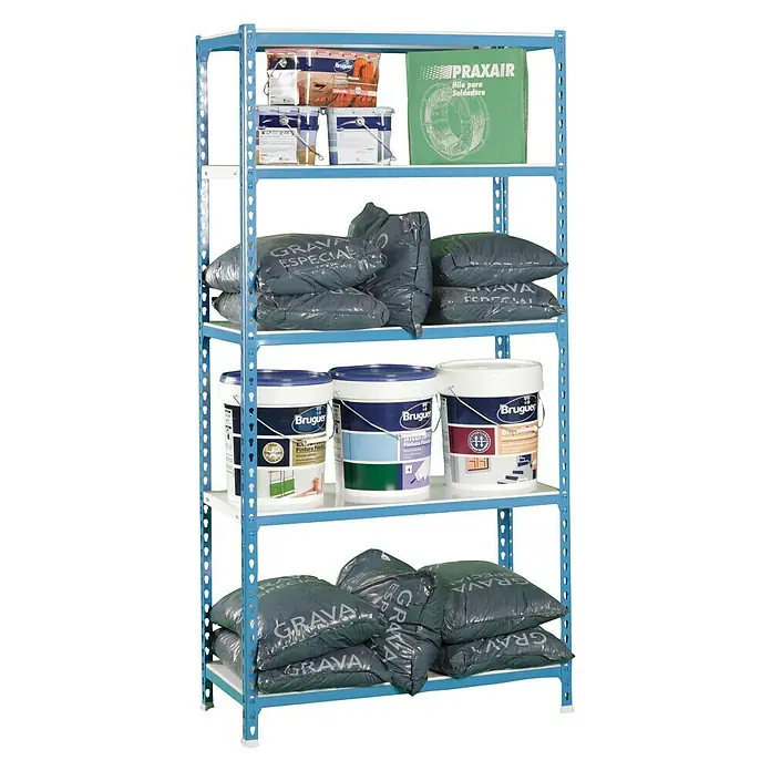 Simonrack Simonclick Metallregal Simonclick Plus - L x B x H: 50 x 100 x 200 cm, Traglast: 180 kg/Boden, Anzahl Böden: 5 Stk., Stecken, Blau/Weiß - Ansicht von oben