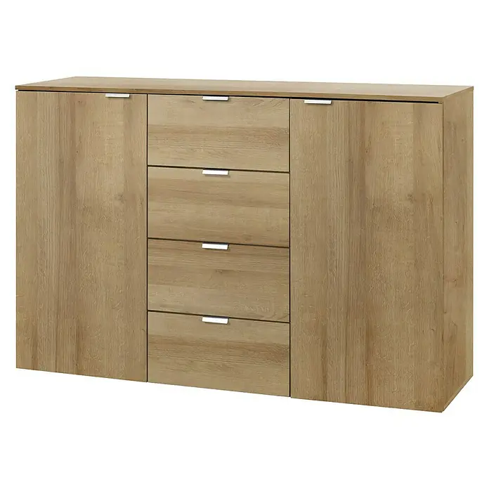 Express Möbel Sideboard Carina - L x B x H: 42 x 140 x 80 cm, Riviera Eiche, Anzahl Schubladen: 4 Stk., Mit 2 Türen - Rechte Seitenansicht