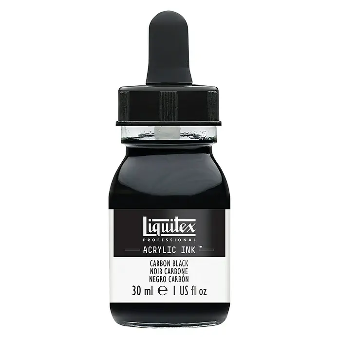 Liquitex Professional Zeichentinte - Karbonschwarz, 30 ml, Flasche mit Tropfpipette - Vorderansicht