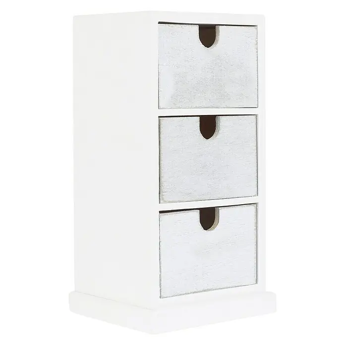 Caja de madera 3 cajones - 10 x 11 x 21 cm, Blanco