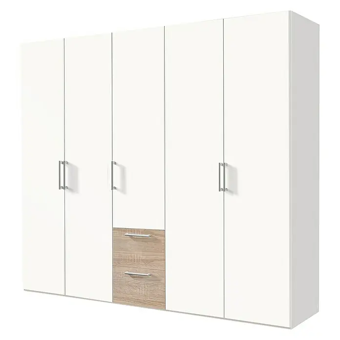Express Möbel Kleiderschrank Brooklyn - L x B x H: 58 x 250 x 216 cm, Weiß/Sonoma Eiche, Ohne Spiegel, Anzahl Schubladen: 2 Stk. - Rechte Seitenansicht