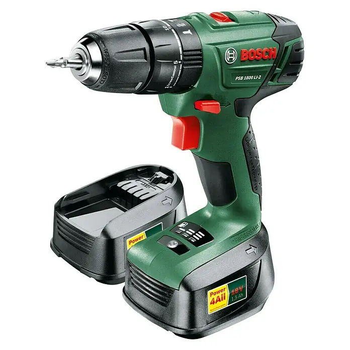 Bosch 18 V Power for All Akumulatorska udarna bušilica/odvijač PSB 1800 LI-2 - 18 V, 1,5 Ah, 440 okr/min - 1.350 okr/min