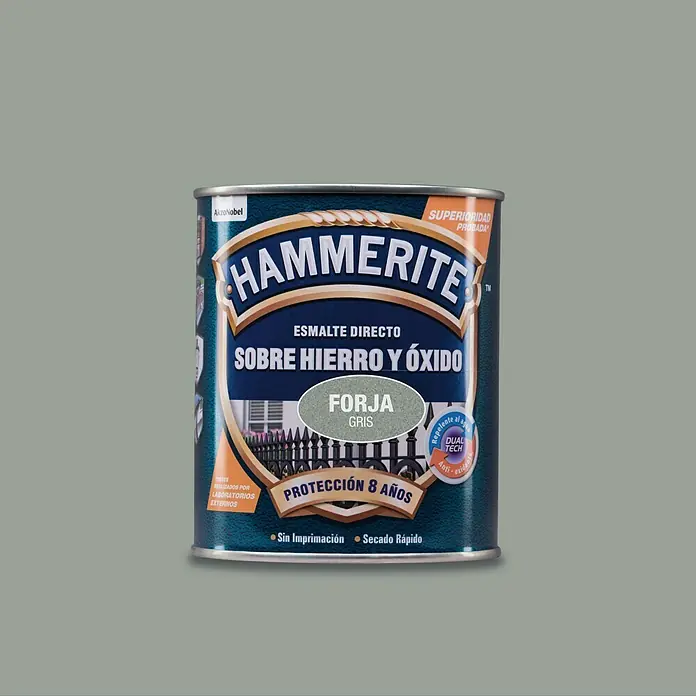 Hammerite Esmalte para metal Hierro y óxido - Gris, 750 ml, Efecto forja