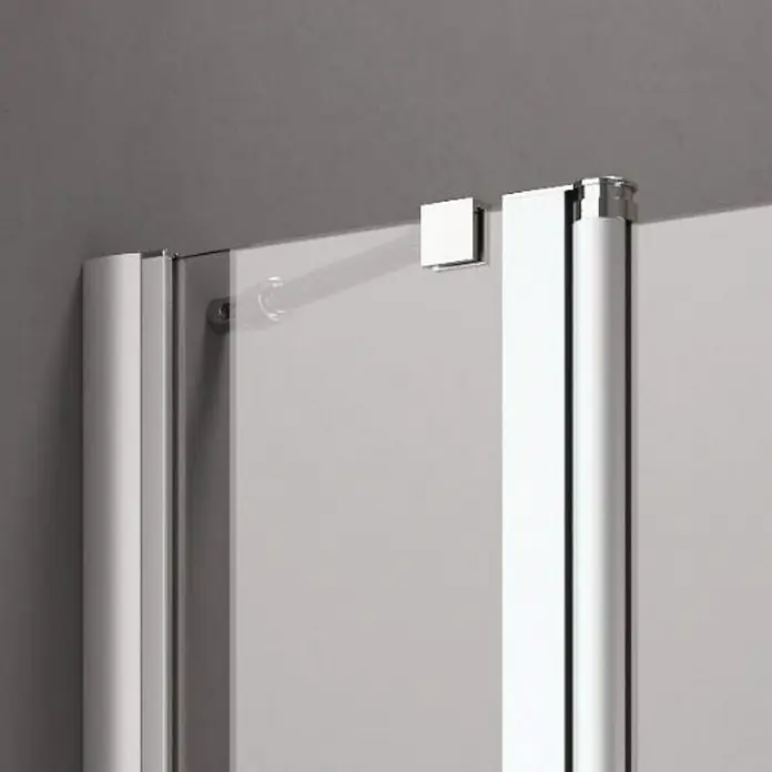 GEO Hit Eckdusche B-E120 - 80 x 100 x 202,2 cm, Unbeschichtet, Stärke: 6 mm, Silber