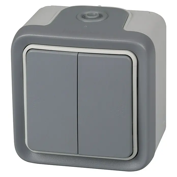 Legrand Interruptor/Conmutador doble Plexo - Gris, Montaje en la pared, IP55