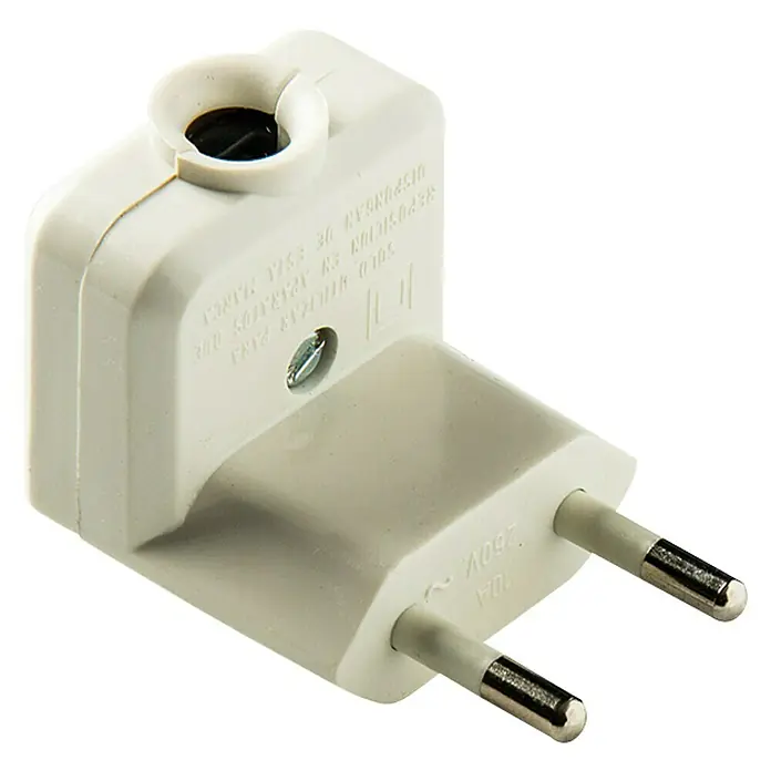 Famatel Clavija de protección angular - 250 V, 10 A, IP20, Blanco