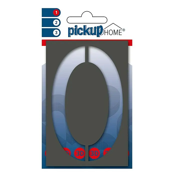 Pickup 3D Home Huisnummer - Hoogte: 10 cm, Motief: 0, Grijs, Kunststof, Zelfklevend