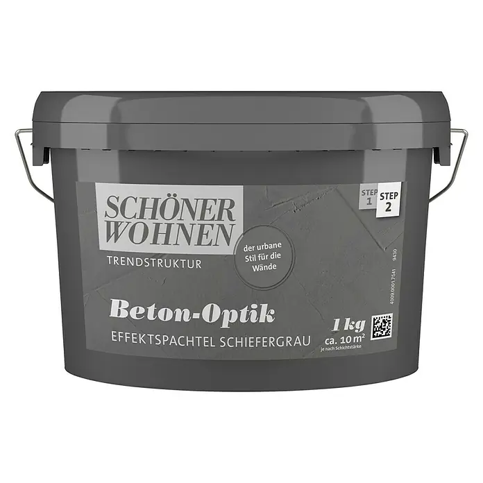 SCHÖNER WOHNEN-Farbe Trendstruktur Effektspachtel - Betonoptik, 1 kg, Schiefergrau - Vorderansicht