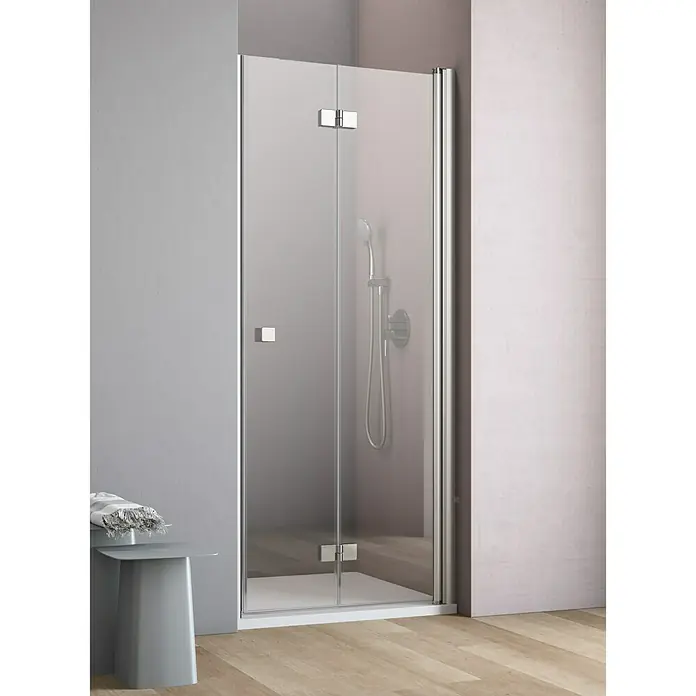 GEO Hit Nischendusche B-N400 - 100 x 202,2 cm, Unbeschichtet, DIN Anschlag: Rechts, Stärke: 6 mm, Silber - Vorderansicht