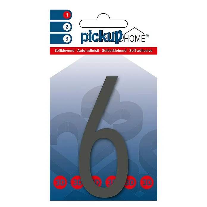 Pickup 3D Home Kućni broj Oslo - Visina: 9 cm, Motiv: 6, Sive boje, Plastika, Samoljepljivo
