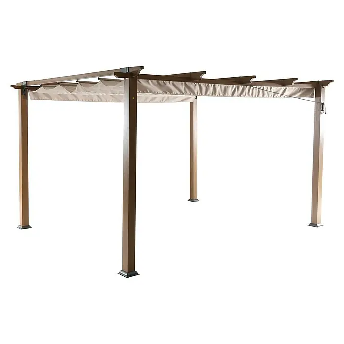 Sunfun Pérgola con toldo corredero Kreta - L x An x Al: 333 x 418 x 235 cm, Beige