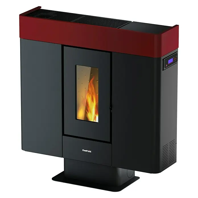 FreePoint Pelletofen Moon Airtight - 3 kW - 10 kW, Raumheizvermögen: 240 m³, Schwarz/Bordeaux