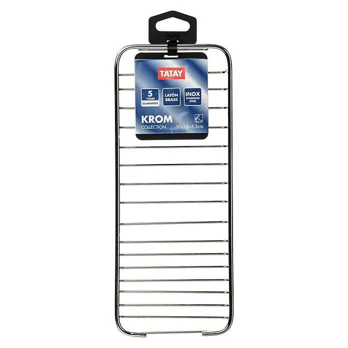 Tatay Cesta de baño rectangular Krom - 12 x 30 x 5,5 cm, Cromo