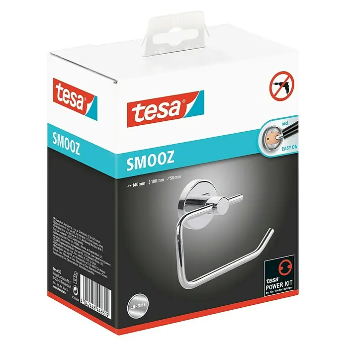 Tesa Smooz Toiletrolhouder - Zonder deksel, Chroom, Glanzend