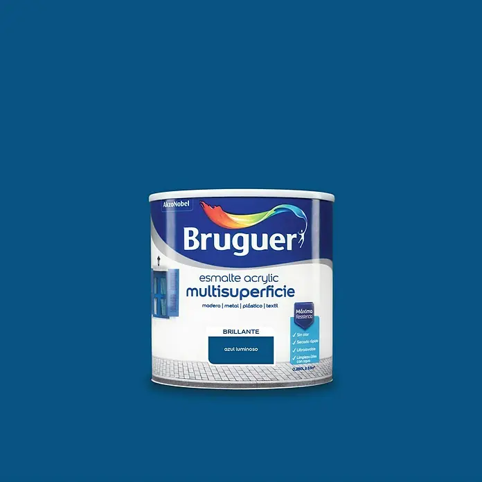 Bruguer Esmalte de color Acrylic multisuperficie - Azul, 250 ml, Brillante