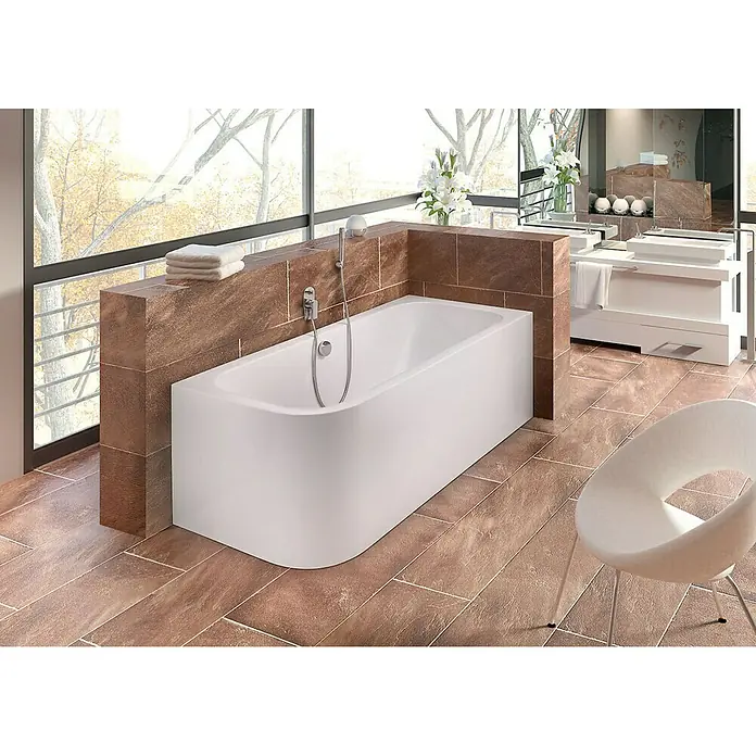 Ottofond Badewanne Bonita - 180 x 80 cm, Linksseitig, Mit Ab- & Überlaufgarnitur, Sanitäracryl, Weiß - Stimmungsaufnahme