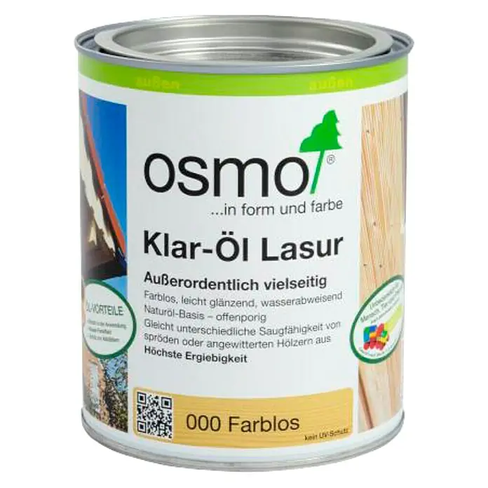 Osmo Holzschutz Öl-Lasur Klar - Farblos, 750 ml, Seidenglänzend - Vorderansicht