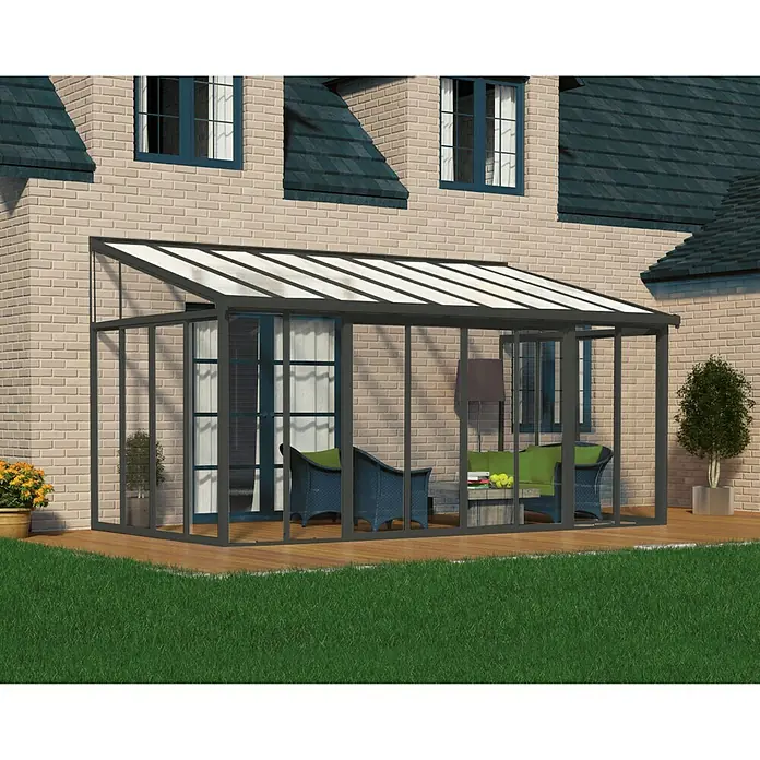 Palram – Canopia Wintergarten San Remo - B x T x H: 5,46 m x 3 m x 3,1 m, Anthrazitgrau - Stimmungsaufnahme