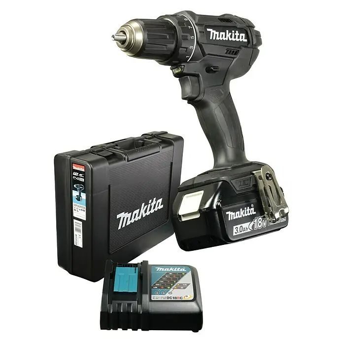 Makita Akku-Bohrschrauber DDF482RFEB - 18 V, Li-Ionen, 3 Ah, 2 Akkus, Leerlaufdrehzahl: 0 U/min - 1.900 U/min - Vorderansicht