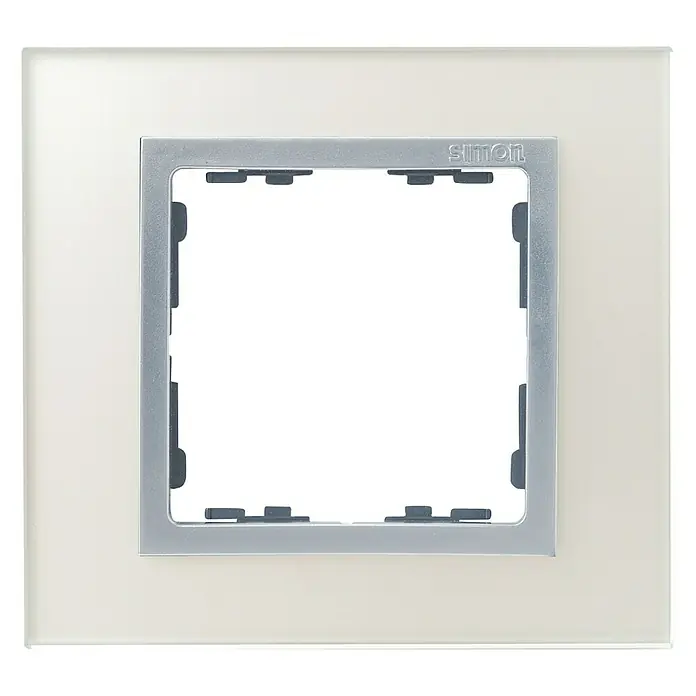 Simon 82 Marco Nature - Blanco alpino / plata, x 1, Montaje en la pared - Vista superior