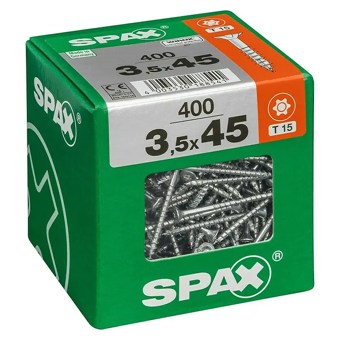 Spax Universalschraube T-Star plus - Ø x L: 3,5 x 45 mm, WIROX Oberfläche, T-Star plus, 400 Stk. - Linke Seitenansicht
