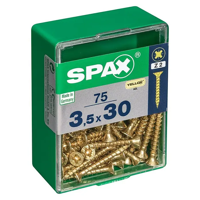 Spax Univerzalni vijak - 3,5 x 30 mm, Puni navoj, 75 kom - Pogled s lijeve strane