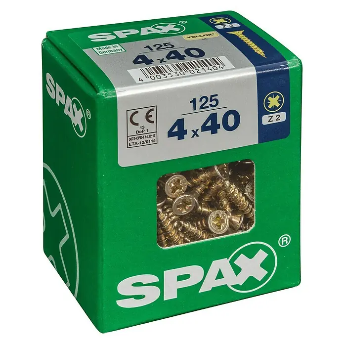 Spax Univerzalni vijak - 4 x 40 mm, Puni navoj, 125 kom - Pogled s lijeve strane