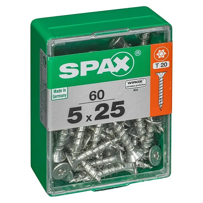 Spax Universalschraube T-Star plus - Ø x L: 5 x 25 mm, WIROX Oberfläche, T-Star plus, 60 Stk. - Linke Seitenansicht