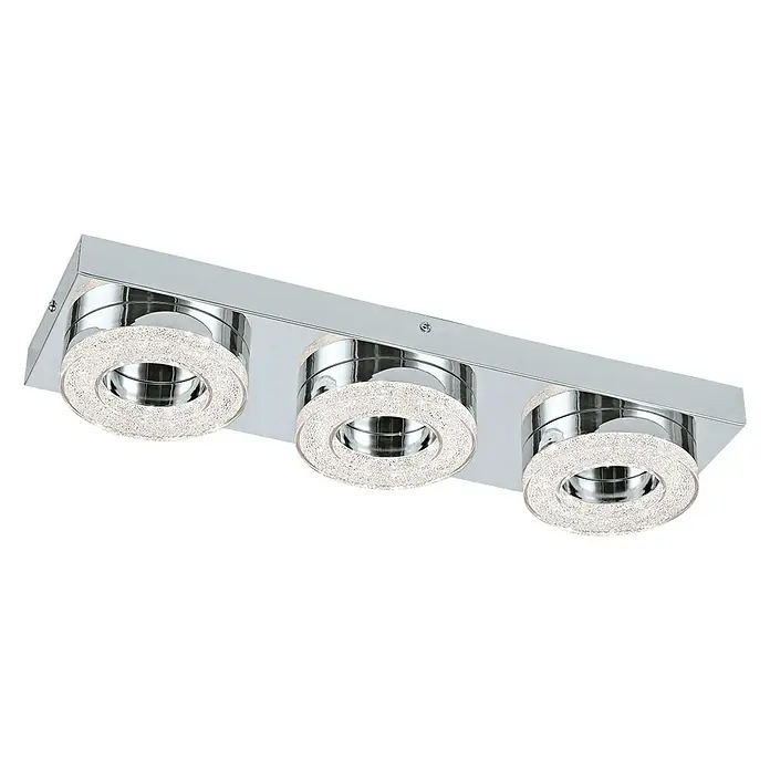 Eglo LED-Wand- & Deckenleuchte Fradelo rund - L x B x H: 46 x 140 x 6 cm, Silber, Warmweiß, Anzahl Leuchtmittel: 3 Stk. - Diagonale Ansicht